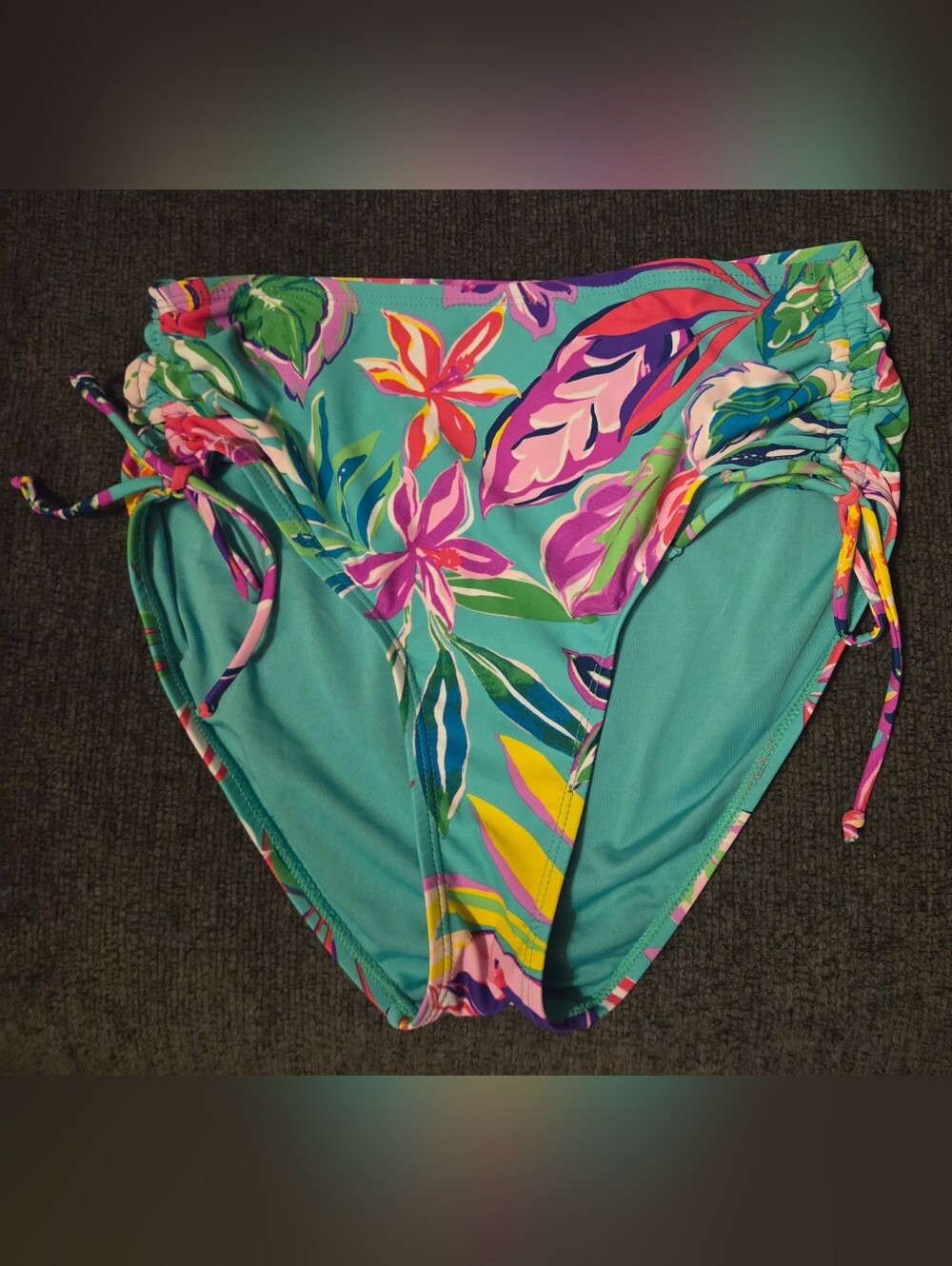 Stella Parker Floral High Rise Bikini Bottoms with Side Ties. Size M